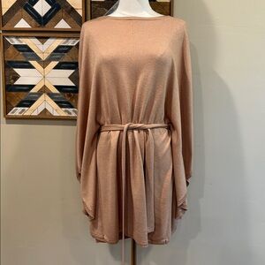 Ralph Lauren Women’s Belted Knit Poncho Sweater Dress Camel size XS